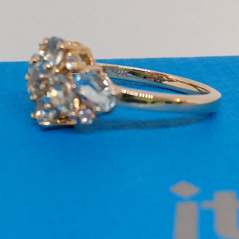 Solid 10k yellow gold ,blue topaz - Picture 4 of 6